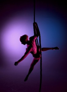 kitty peels, circus skills guest teacher for pink kitten, on aerial rope
