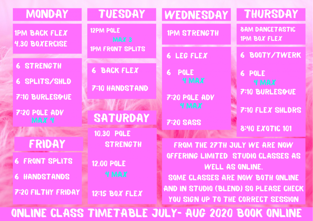Weekly Classes Schedule Pink Kitten Dance School